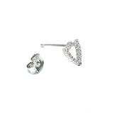 Silver silhouette earrings with pink zircons